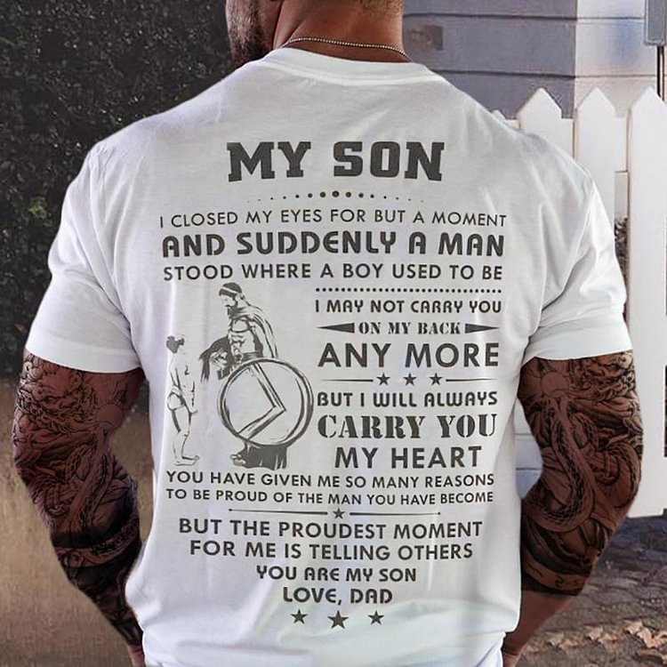 Warrior father and son printed T-shirt