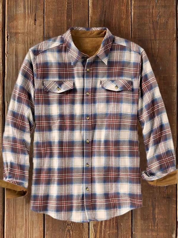 Men's Casual Classic Plaid Contrast Panel Shirt