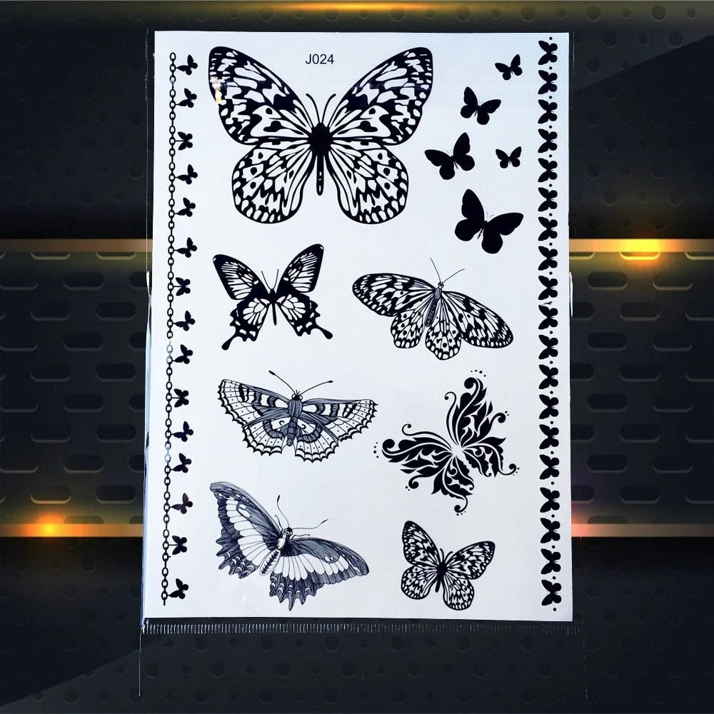 25 Style Hot Waterproof Black Henna Tattoo Fake Mandala Flower Arm Hand Tatoo Owl Decals Women Body Art Temporary Tattoo Sticker