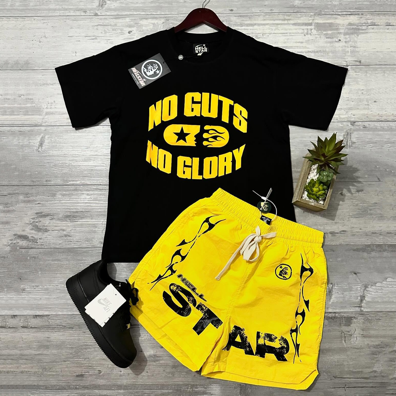 Hellstar No Guys No Glory T-Shirt And Shorts Co-Ord