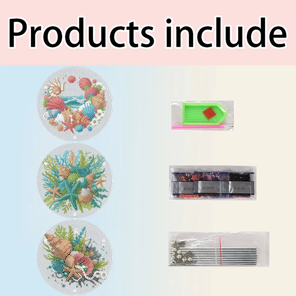 3 Tier Wooden Special Shape Ocean Shells DIY Diamond Painting Storage Tray