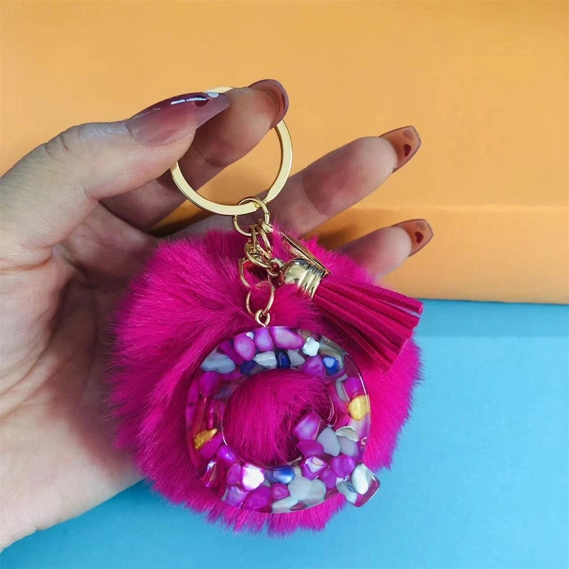 Minimalist Commute Letter Hairball Resin Unisex Bag Pendant Keychain