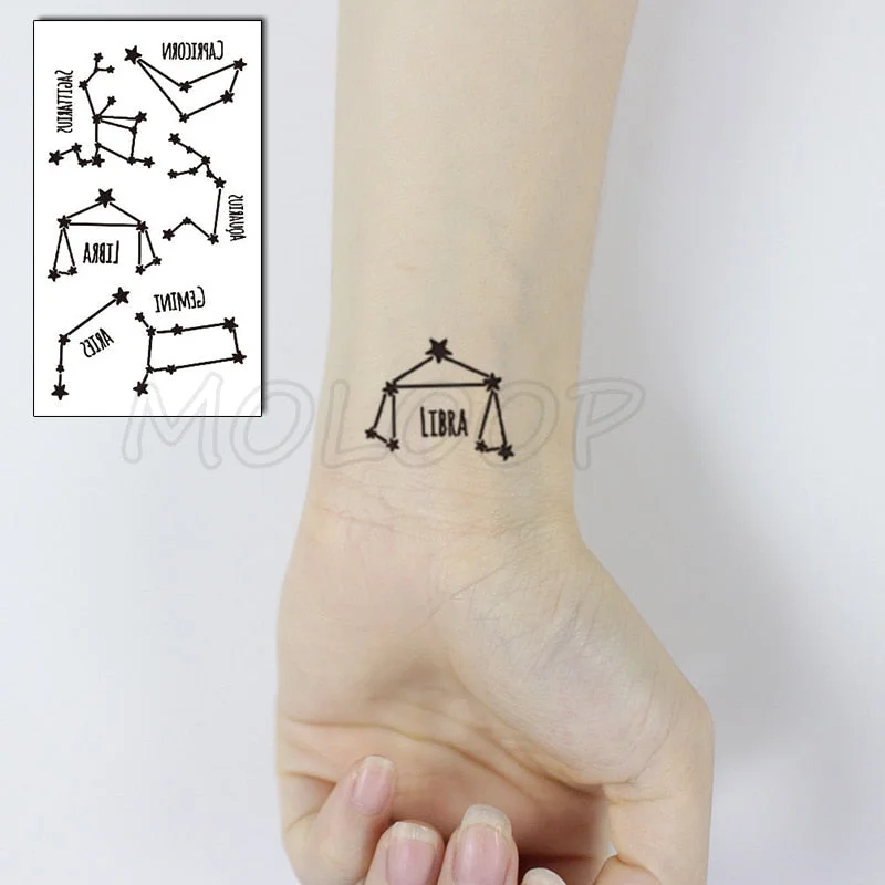Water Transfer Tattoo Sexy Black Letter Lifeline Tattoo Body Art Waterproof Temporary Fake Flash Tattoo for Man Woman 10.5*6cm