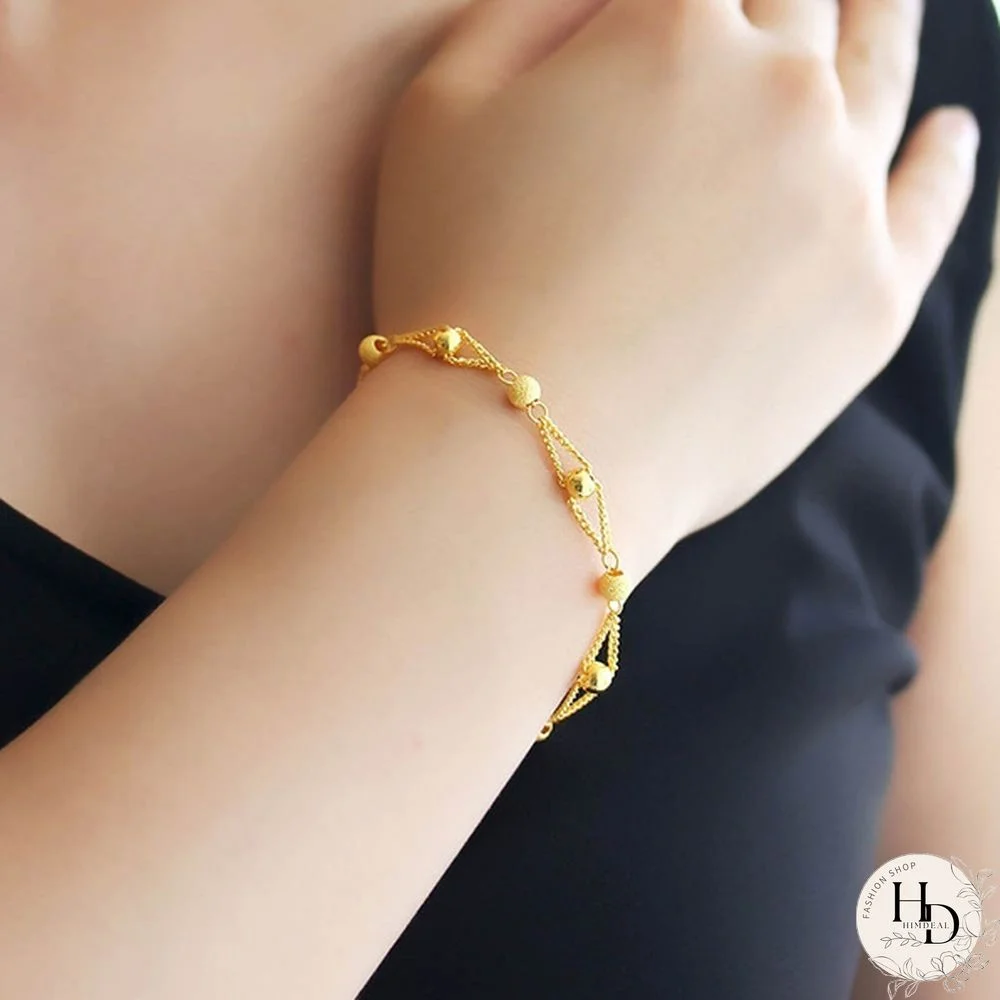 24K gold Fashion Bead Bracelet for Women gold color Friendship Bracelets Fine Jewelry