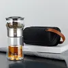 Modern Lazy Glass Tea Infuser Teapot, 3-in-1 Smart One Touch Tea Maker for Loose Leaf Tea Steeper with 9oz Double Walled Tea Cup