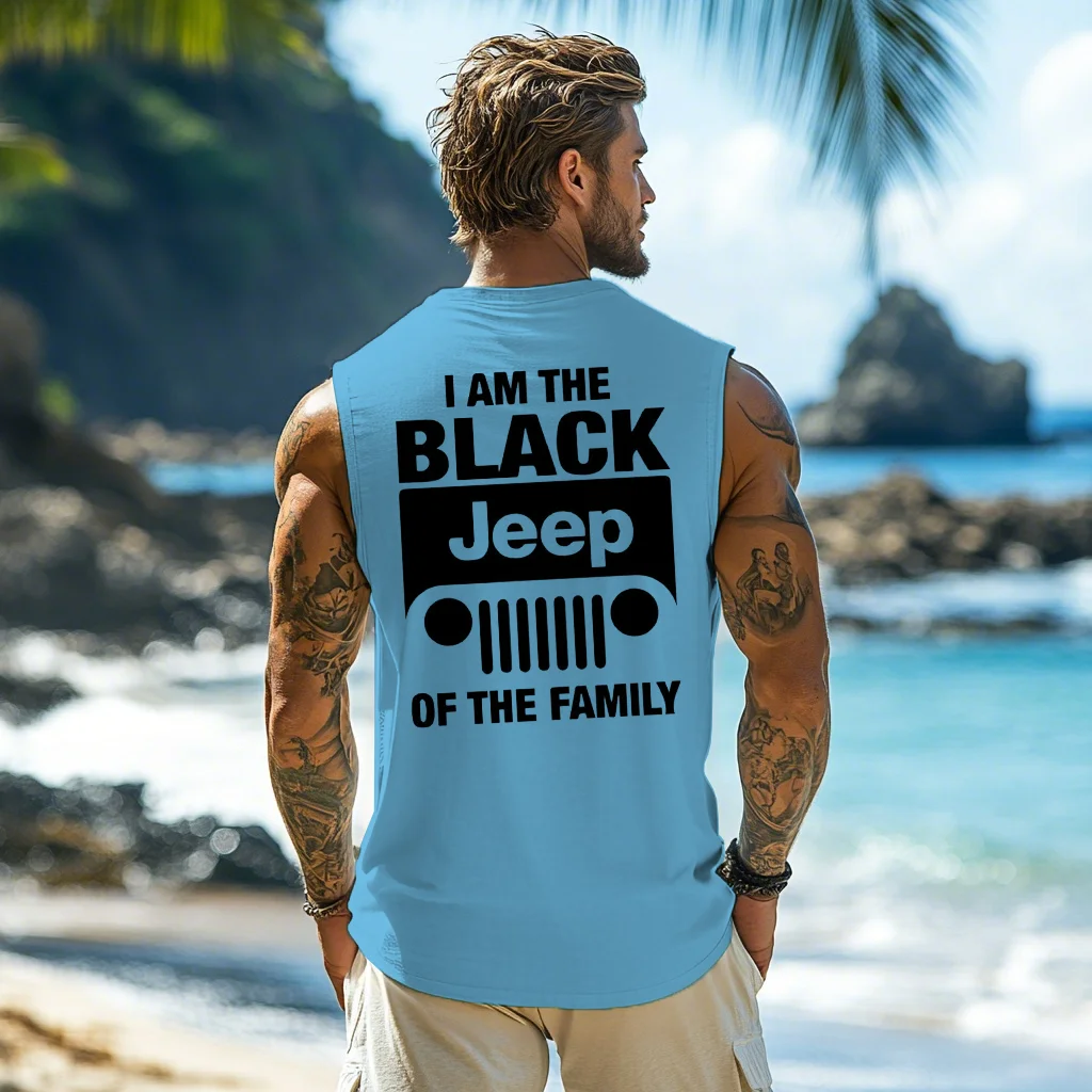 Men's Outdoor Retro Lettering Slogan Tank Top