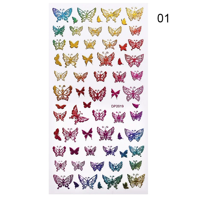 1 Sheet Nail Art 3D Nail Sticker Butterfly Colorful Nail Decals Fairy Tales Nail Transfer Decals Nail Decorations DIY Design