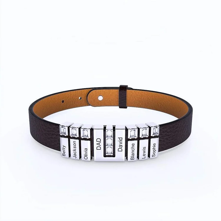 Father's Day Gift!!!Leather Bracelet With Personalised Diamond Beads For Dad