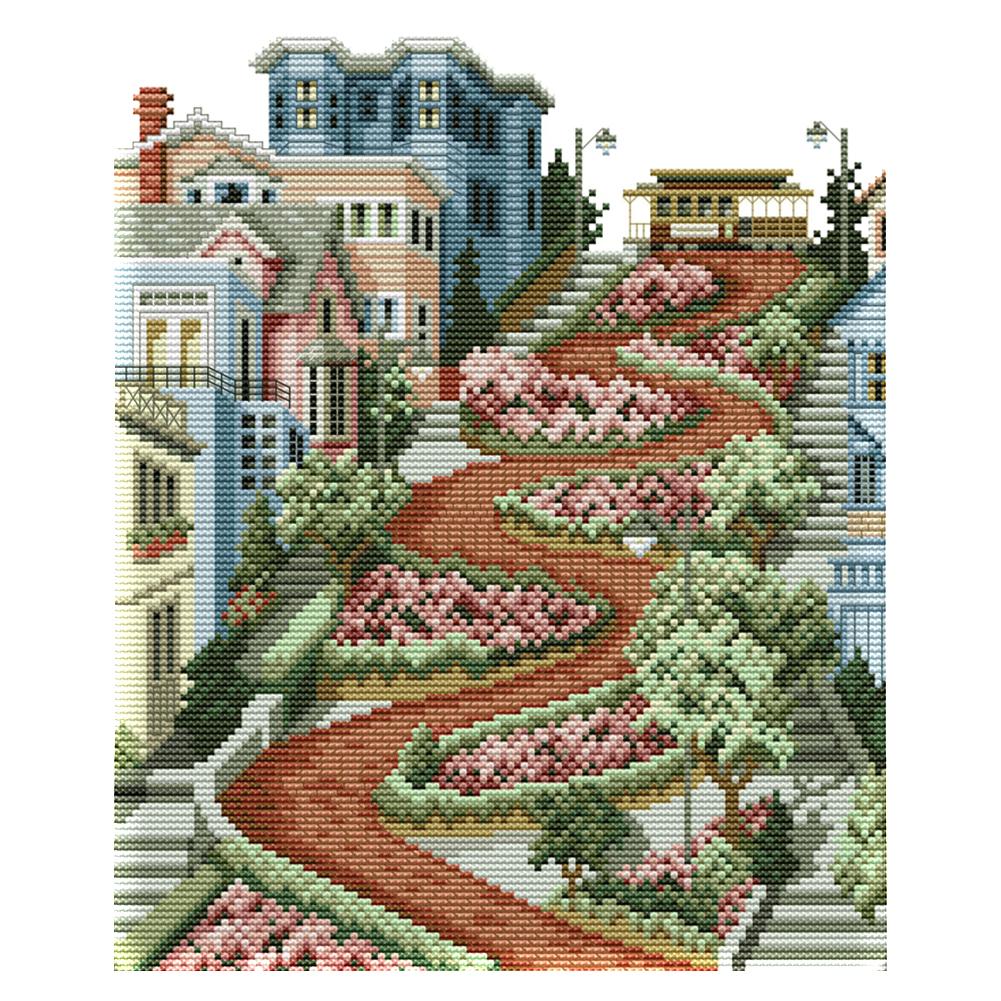 

City Street - 14CT Stamped Cross Stitch - 28*33cm, 501 Original