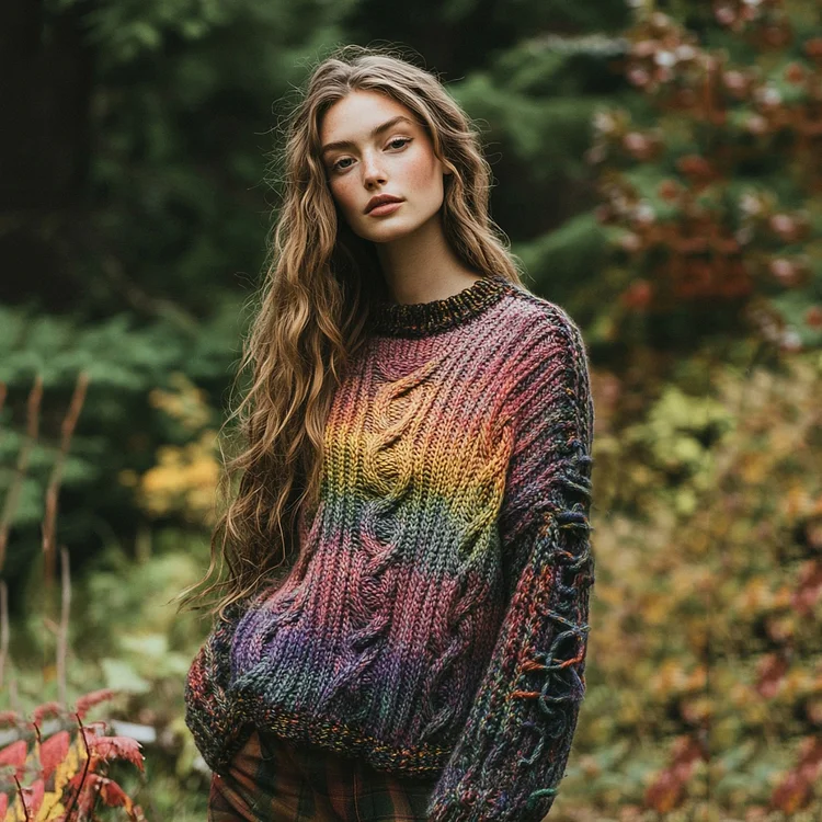 Women's Celtic Knot Mysterious Color Ombre Sweater