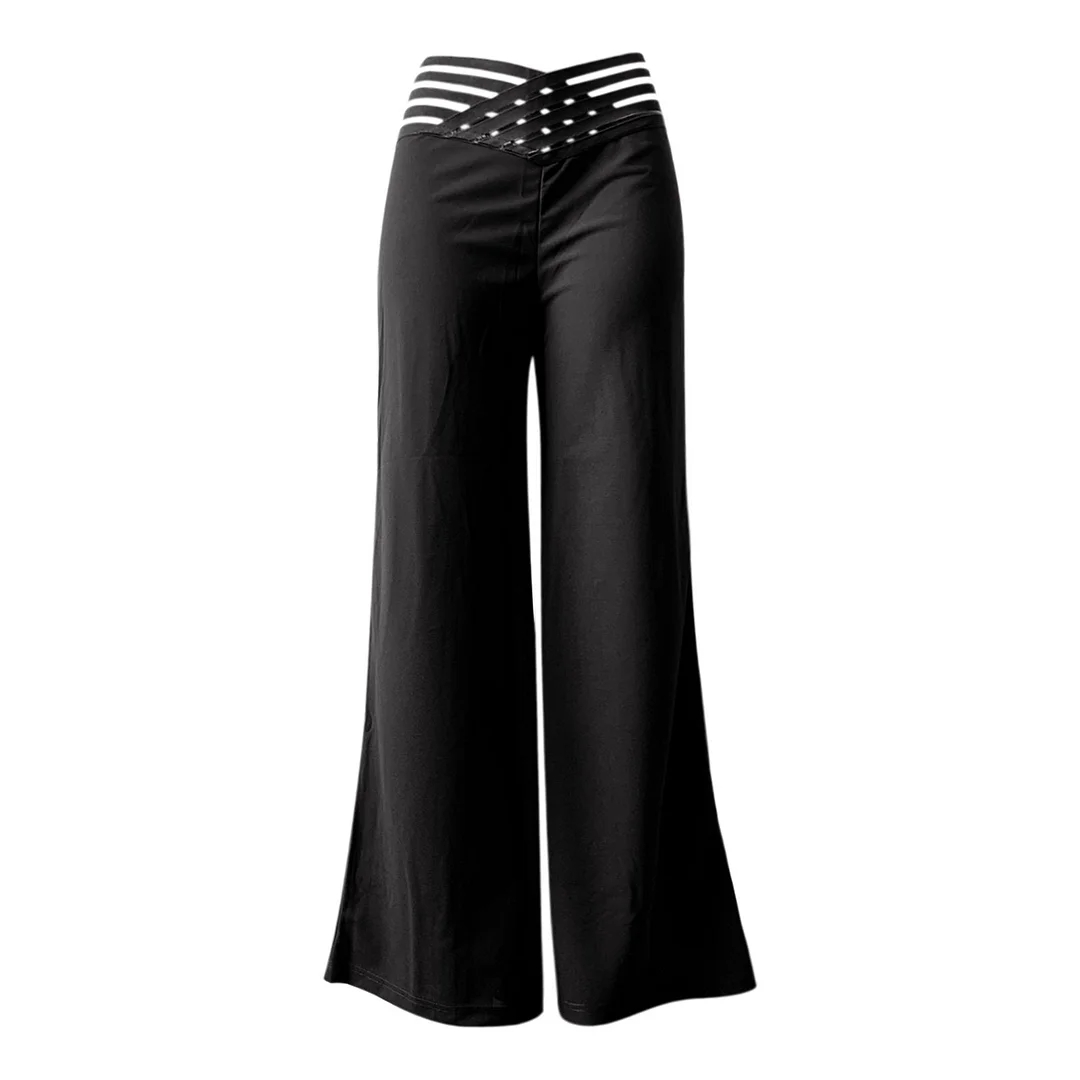 Wongn Wongn Summer Women's Wear Hollow Belt High Waist Casual Straight Leg Pants Wide Leg Pants