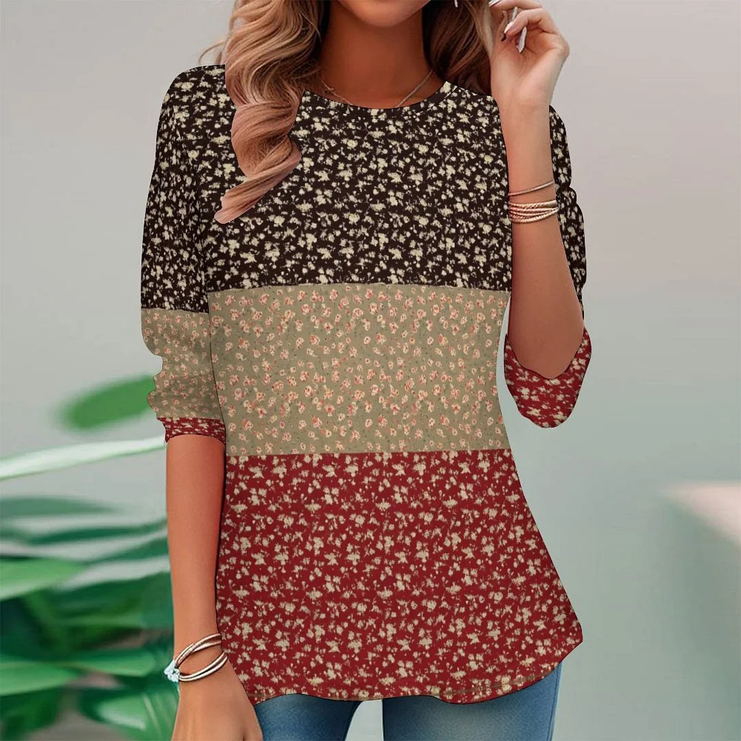 Vintage Printed Long Sleeve Plus Size Tunic for  Women and Men Unisex Pattern Butterfly,Floral,Red,Light Coffe,Navy,Stitch
