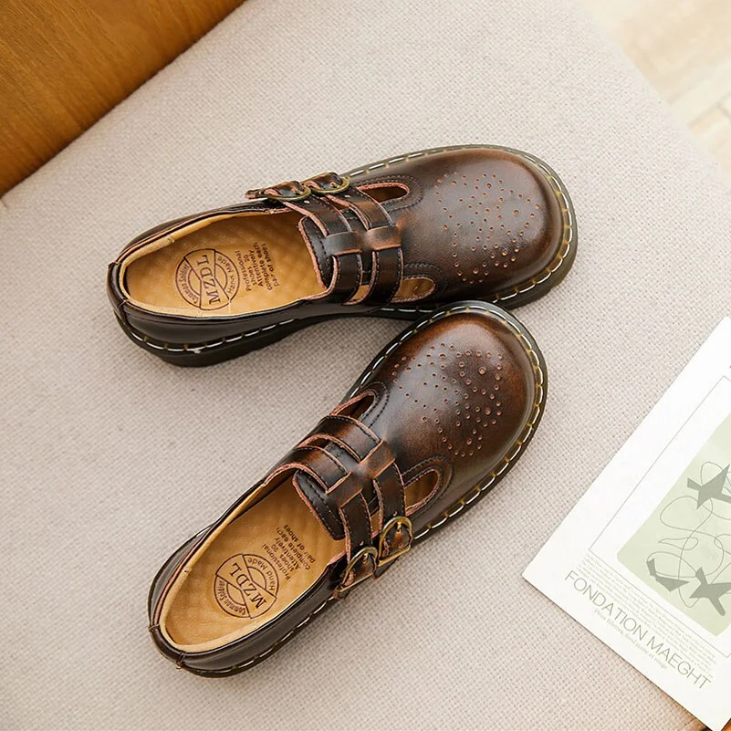 Back to College Japanese Literary Retro Lolita Women Pumps Mary Janes Shoes Round Toe Student Girl Platform T-Strap Buckle Bullock Shoes