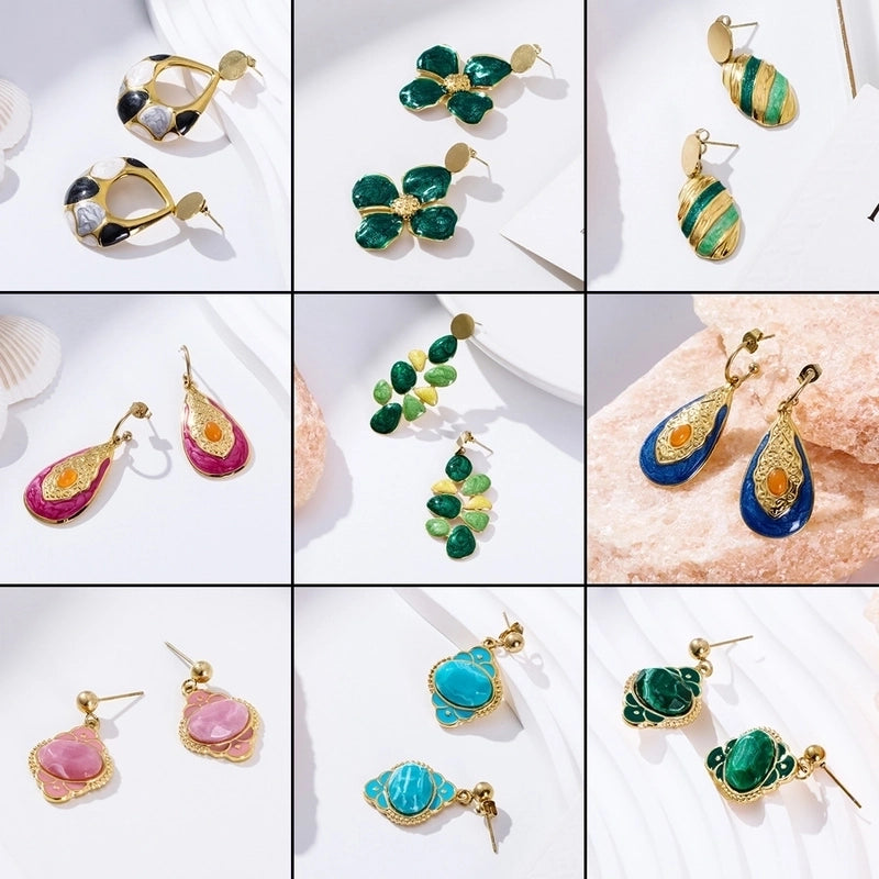 1 Pair Vintage Style Classic Style Geometric Plating Titanium Steel Drop Earrings