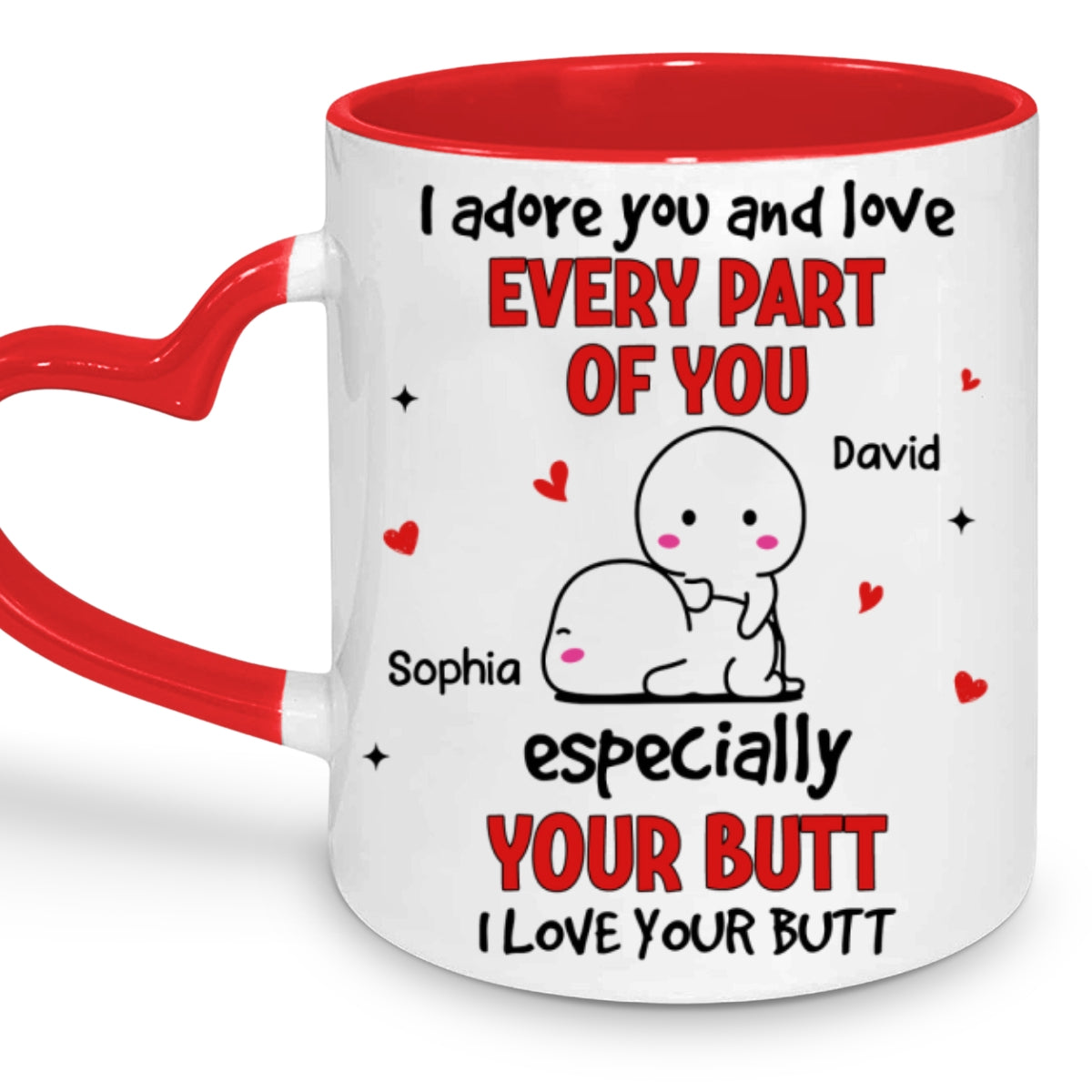 Loveyoufancy Love Your Butt - Personalized Custom Heart Handle Mug