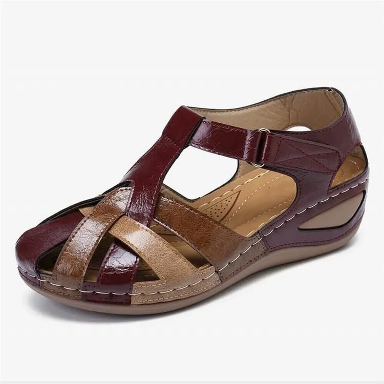 Breakj Breakj Head Sandals Women's 2025 Summer Retro Round-Headed Slope With Magic Stick Lady Roman Shoes