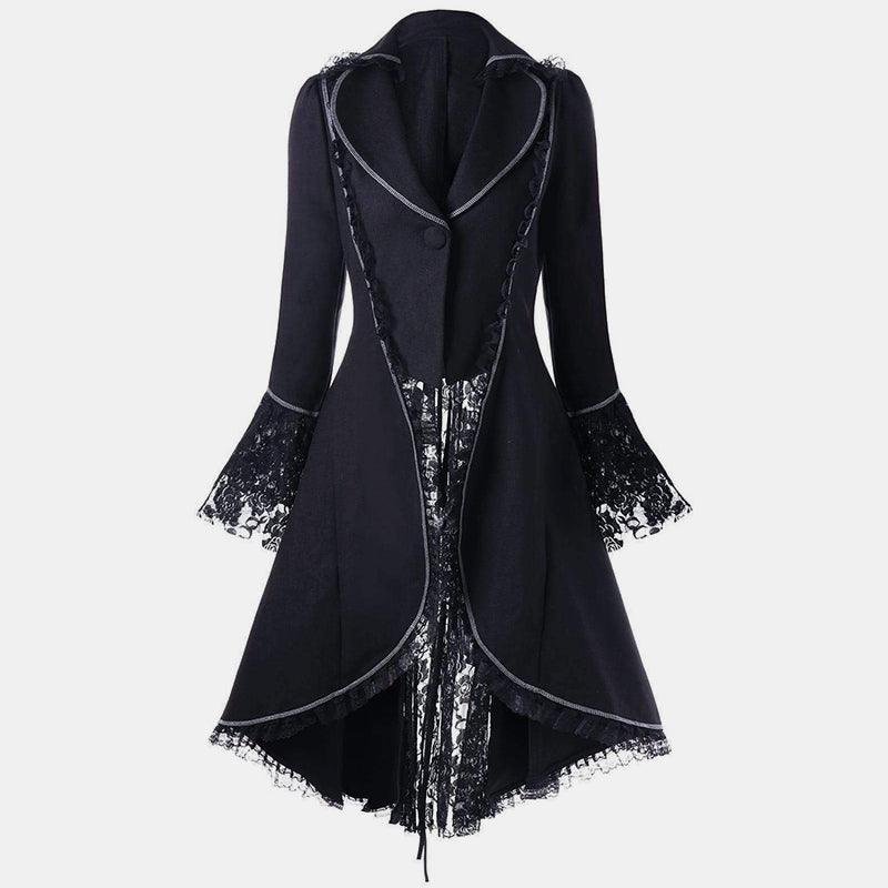 Lace Sleeve Waisted Tuxedo Coat