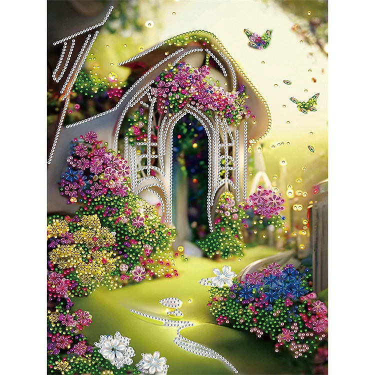 Partial Special-Shaped Diamond Painting - Garden House 30*40CM