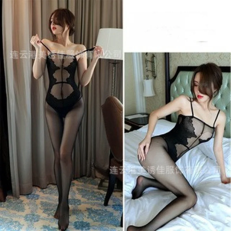 Uveng Sex Lingerie Open Lactation Passion Set Transparent Sexy Seduction Uniformed Mesh Garter Stockings