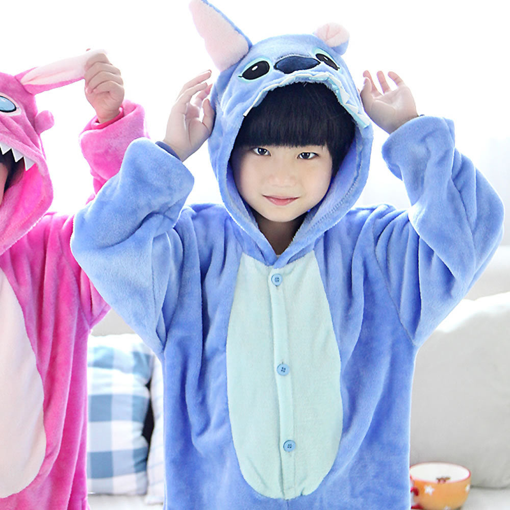 Baby Boys Girls Cartoon Winter Autumn Children Pajamas Flannel Stitch Animal Pajamas Kid Pajama Sets Onesies Children Clothing-Mayoulove