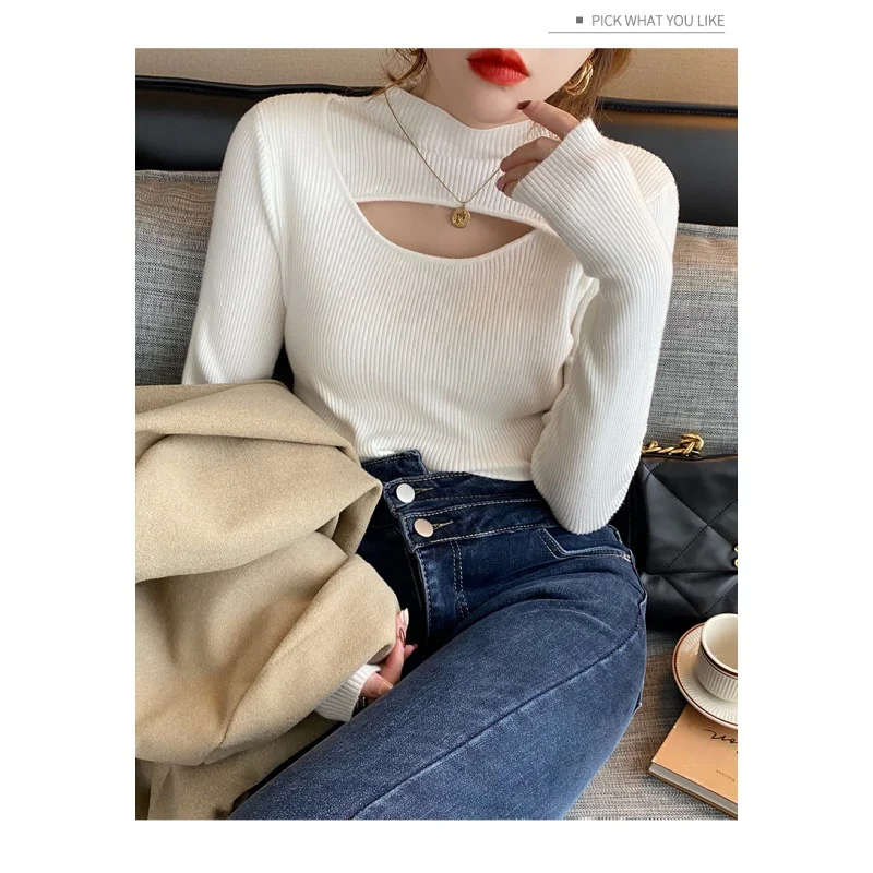 Uveng Uveng Women's Winter Atmosphere In The Winter Blouse Spring And Autumn 2023 New Design Sense Hollow Knit Sweater
