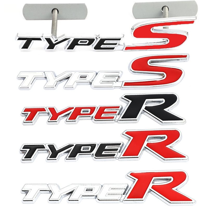 3D Metal Type R Type S Stickers Decals Front Grill Emblem for Honda Civic City Accord voiturehub dxncar