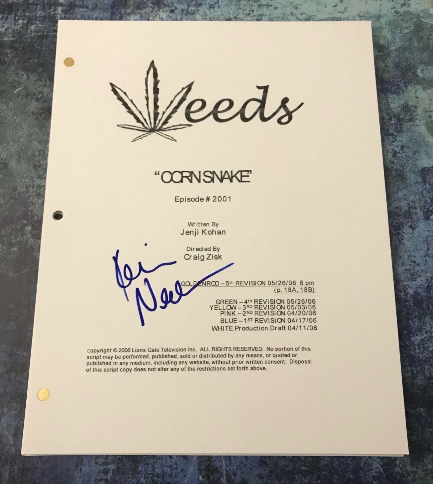 GFA Weeds Cornsnake Episode * KEVIN NEALON * Signed TV Script PROOF AD2 COA