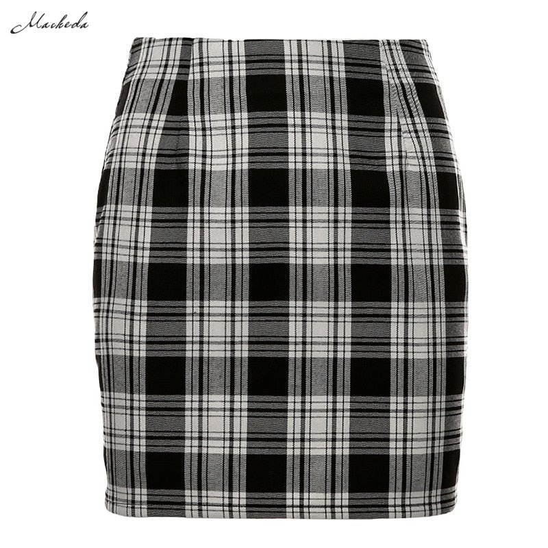 macheda High Waist Retro Style plaid Series Half-length slim Short Skirt 2019fashion casual Street style mini package hip skirts