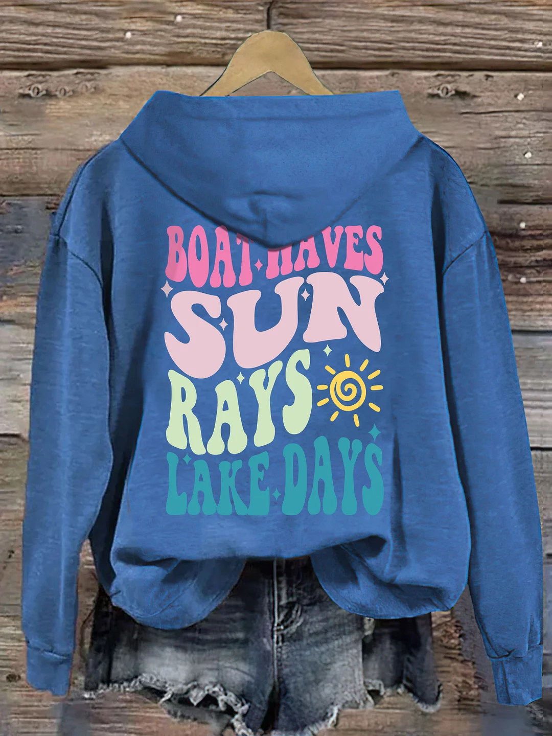 Boat Waves Sun Rays Lake Days Hoodie