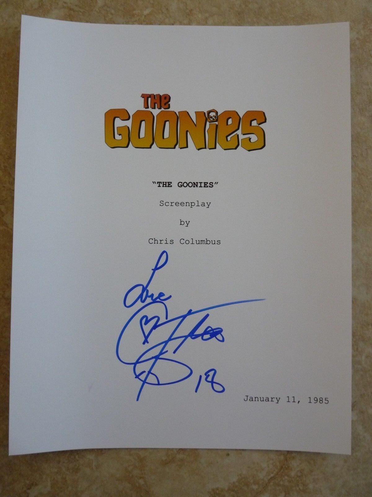 Corey Feldman The Goonies Signed Autographed 8.5x11 Script Photo Poster painting BAS Certified 2