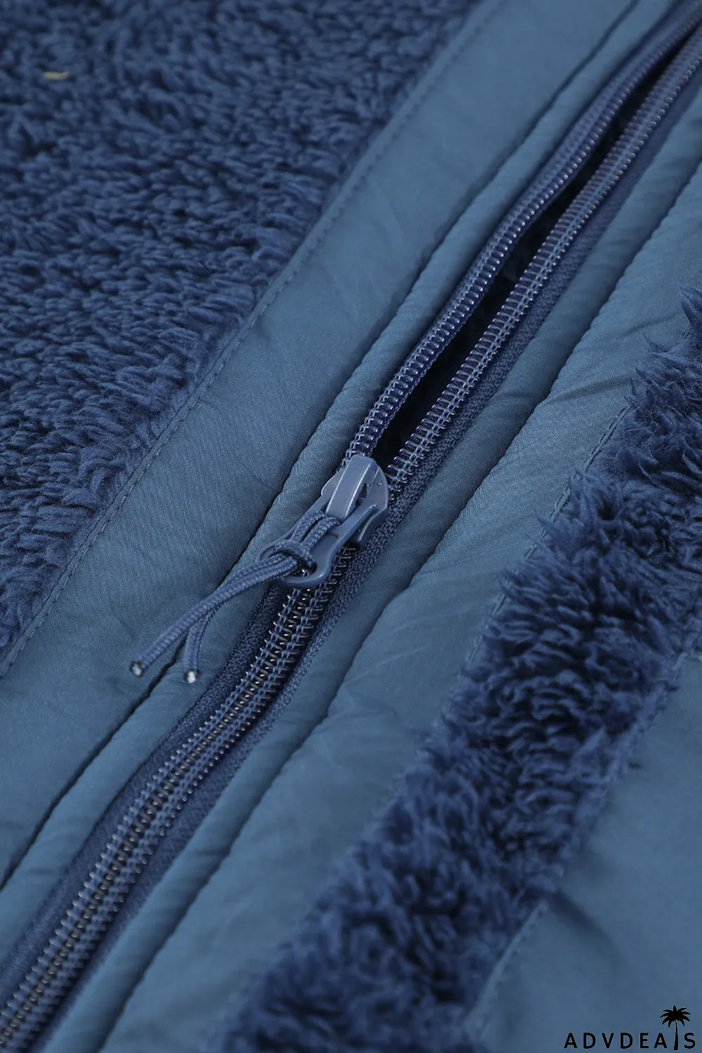 Zip Up Sherpa Coat With Pocket