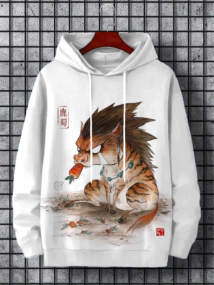 Men's Mythical Creatures Eating Carrot Art Print Casual Hoodie