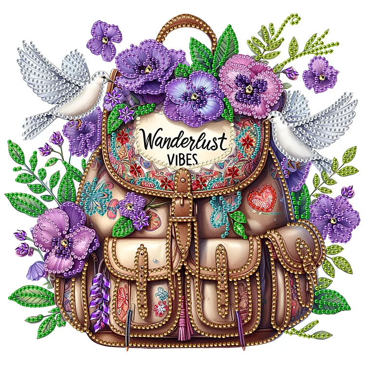 School Bag And Flowers 30*30cm (Canvas) Special Shaped Drill Diamond Painting gbfke