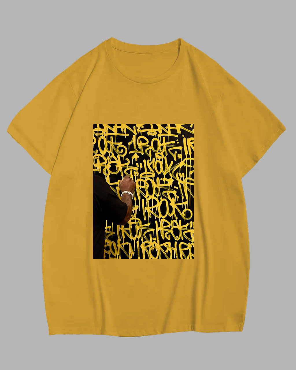 Big and Tall Guy's Letter Graffiti Print Short Sleeve T-Shirt