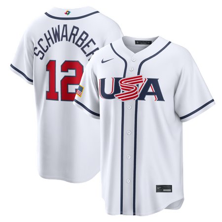 Youth USA Baseball #12 Kyle Schwarber White 2026 World Baseball Classic Home Stadium Jersey