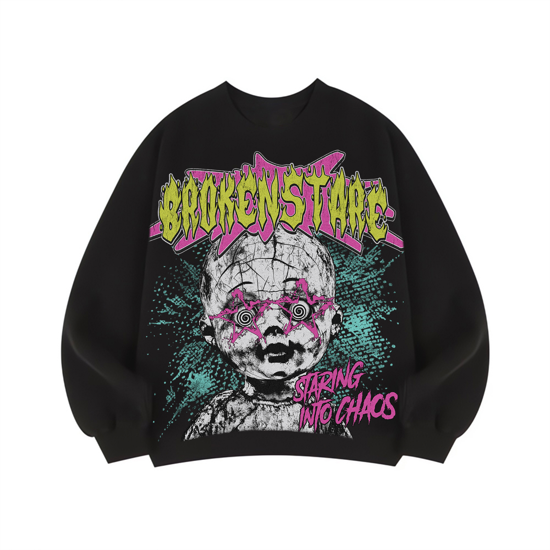 Halloween Doll S Dilemma Graphic Crew Neck Loose Sweatshirt