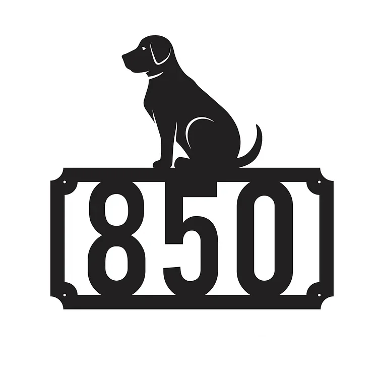 BlanketCute-Personalized Labrador Home Number Monogram Metal Signs with Your Number
