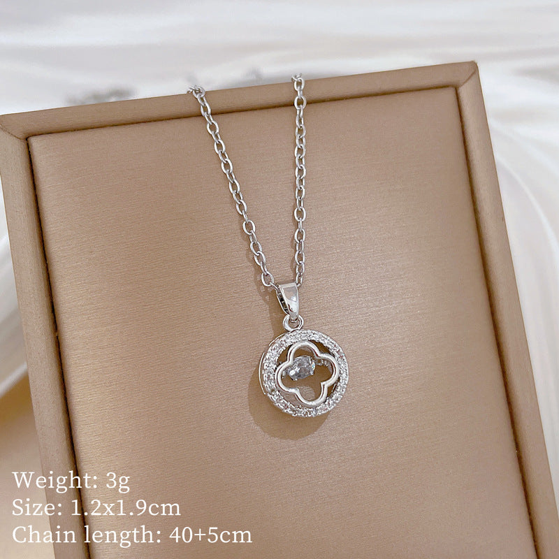 Copper Micro-Inlaid Cross Fashionable And Gorgeous Full Diamond Necklace For Women All-Match Clavicle Chain Titanium Steel