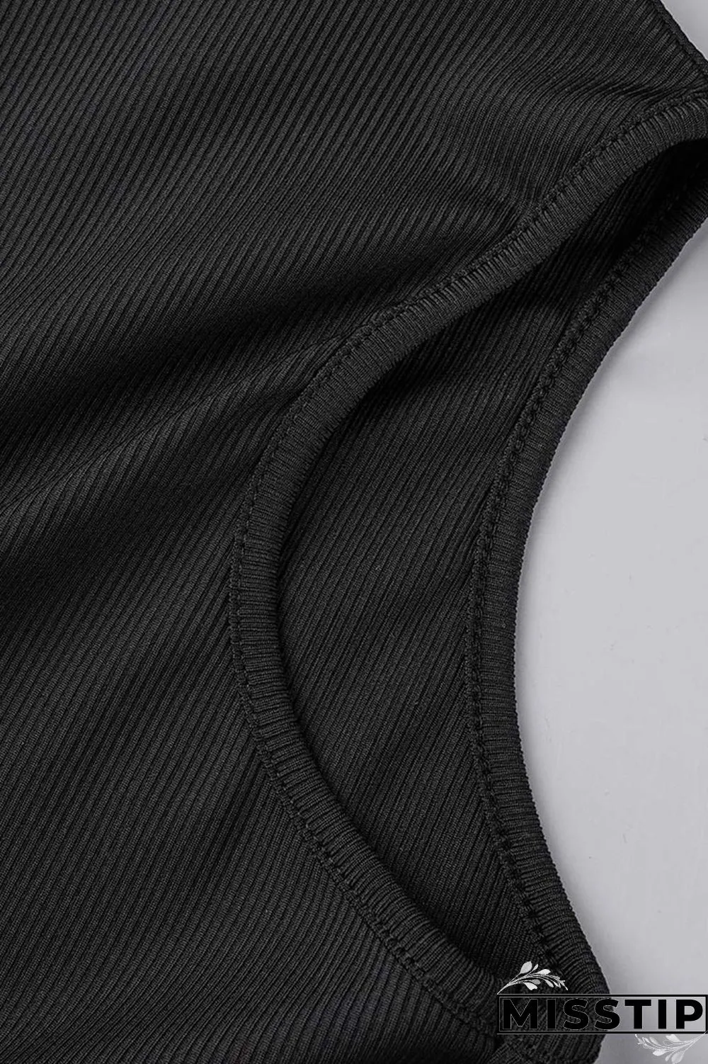 Black Sexy Street Solid Patchwork Turndown Collar Sleeveless Two Pieces