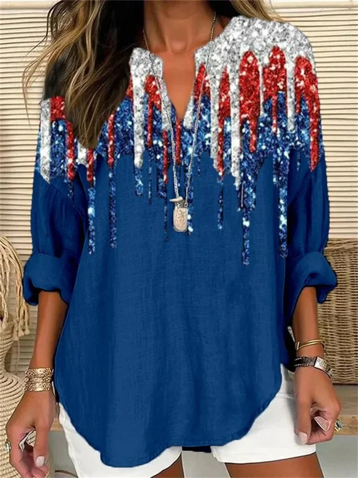 Summer New Loose Printed Round Neck Casual Big Yardage Women Shirt