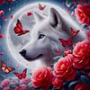 Rose And Wolf Under The Moon-11CT Stamped Cross Stitch 40*40cm/15.75*15.75in