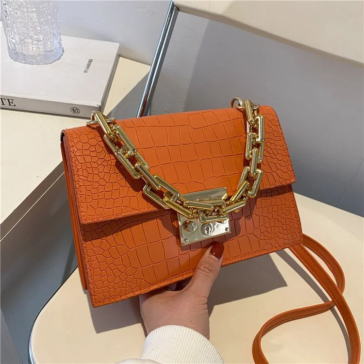 Thick chain leather bag messenger lady