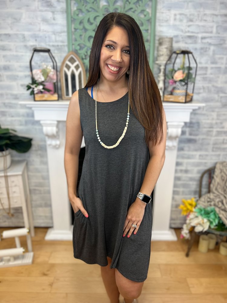 Made For Sun Dress - Charcoal