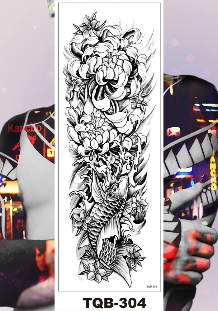 Full Arm Temporary Tattoo Sticker Man Woman Girls Body Leg Fake Tatoo Flowers Lily Butterfly Tattos Makeup Waterproof Hot Sale