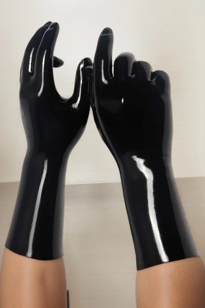 Women Latex Accessories Mold Shorter Latex Gloves（KG29342)