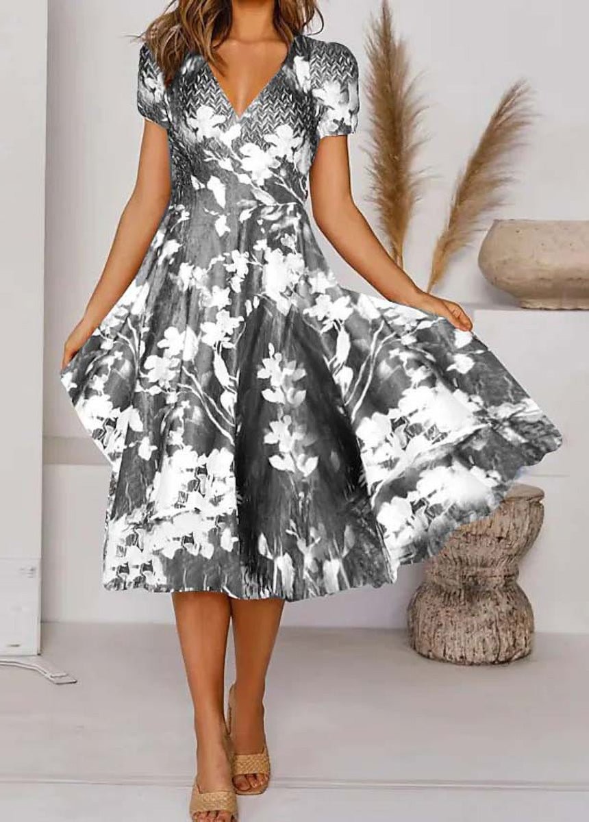 V Neck Print Dress