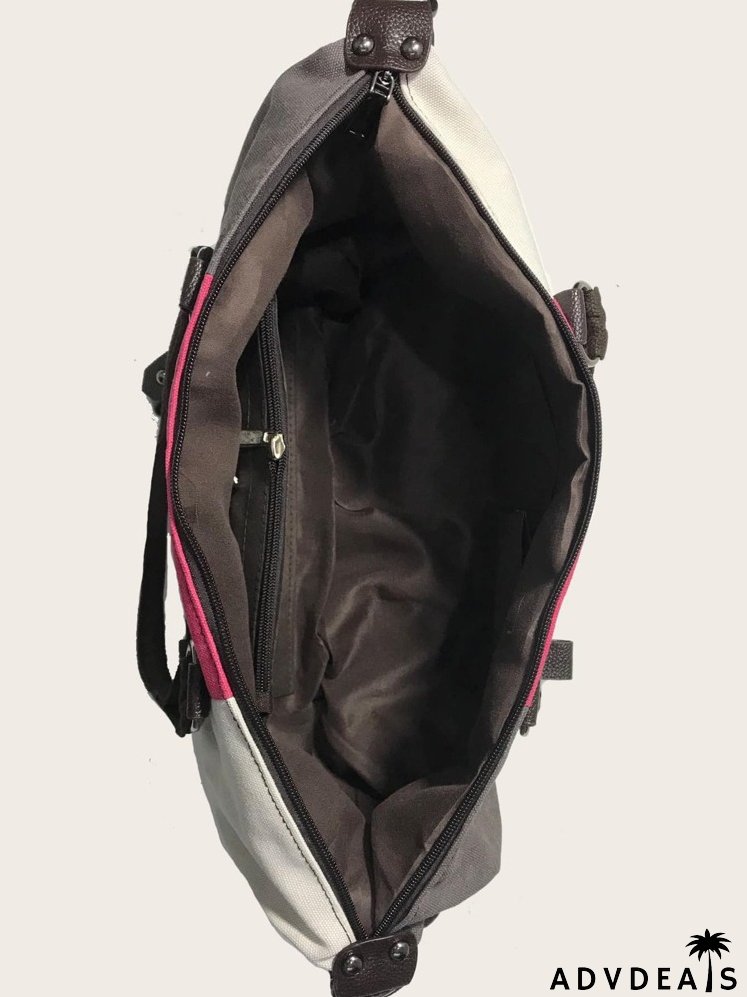Colorblock Large Capacity Top Handle Bag