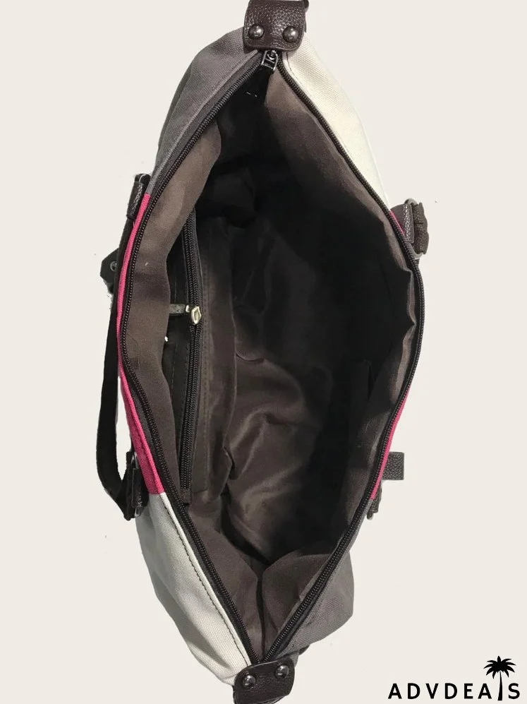 Colorblock Large Capacity Top Handle Bag