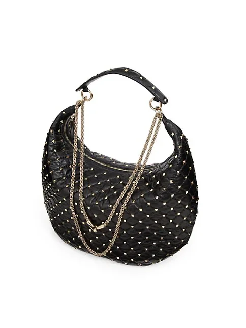 Valentino Garavani Rockstud Spike Hobo Bag In Calfskin