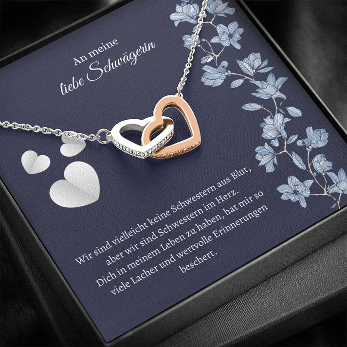 Kettenmachen 925 Sterling Silber Herz Halskette-An meine liebe Schwägerin Wir sind Schwestern im Herz-Geschenk mit Nachrichtenkarte